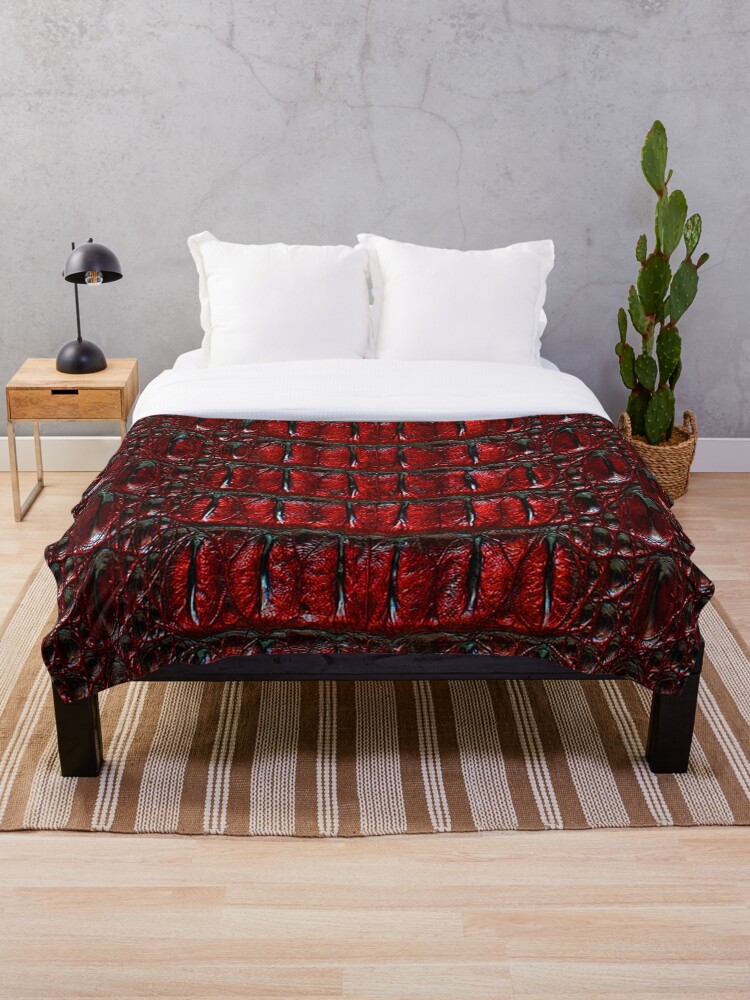 Red Maroon Crocodile or Alligator Skin Pattern Bed Sheet Design