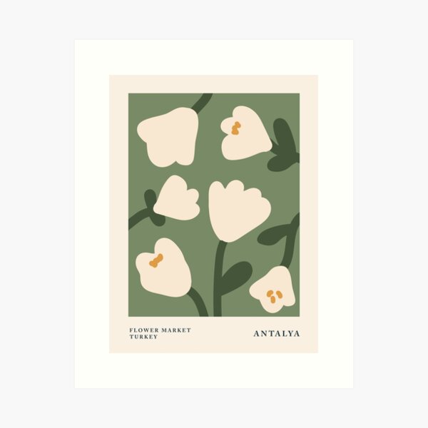 Aperçu de l'œuvre Affiche de marché aux fleurs, Antalya, Affiches esthétiques, Tulipes, Affiche d'exposition, Décor Cottagecore, Fleurs abstraites créée et vendue par KristinityArt.