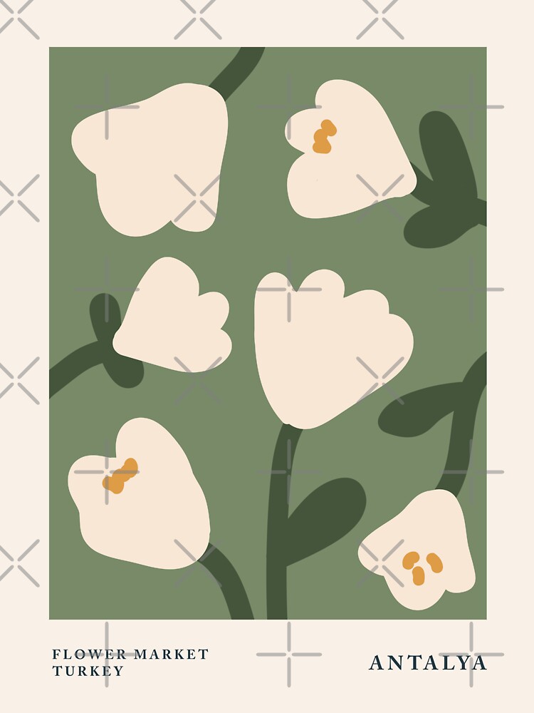 Thumbnail 3 of 3, Sticker, Flower market print, Antalya, Posters aesthetic, Tulips, Exhibition poster, Cottagecore decor, Abstract flowers designed and sold by KristinityArt.