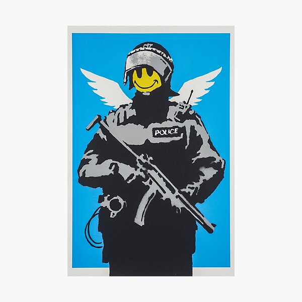 Item preview, Banksy Flying Copper Art designed and sold by SharpWallArts.