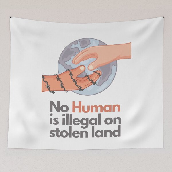 Item preview, No human is illegal on stolen land. designed and sold by Giovanni's  Brown Quotes.