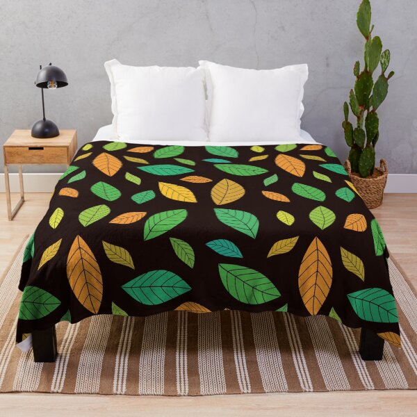 Item preview, Simple minimal modern leaves pattern in green , orange and teal  designed and sold by Yasminepatterns .
