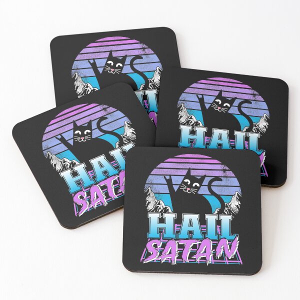 Item preview, Hail Satan Retrowave Cat Pastel Goth Death Metal designed and sold by Stronzi.