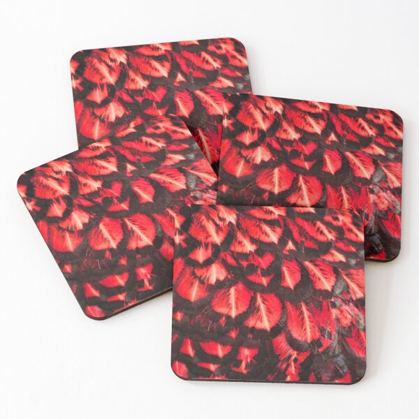 Item preview, Red Feather Skin Pattern Bed Sheet Design designed and sold by PodiShawna.