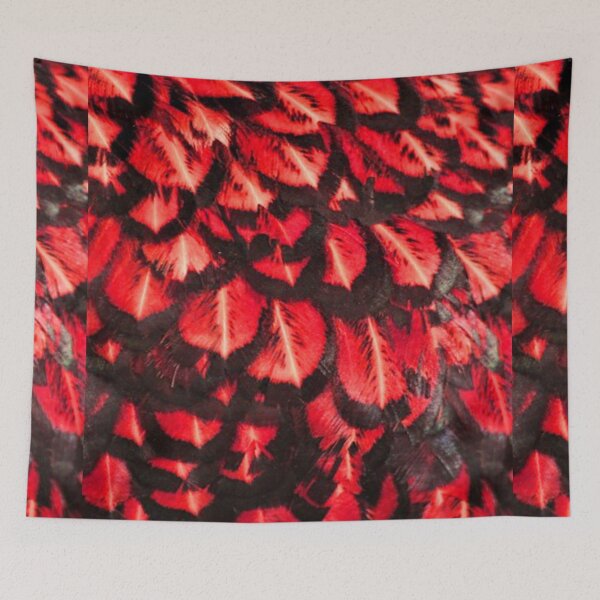 Item preview, Red Feather Skin Pattern Bed Sheet Design designed and sold by PodiShawna.