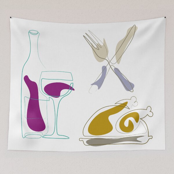 Item preview, Dinner with red wine and turkey chicken designed and sold by CutieBlue.