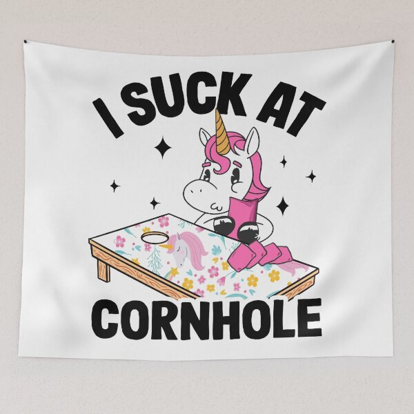 Item preview, I Suck At Cornhole Loser Funny Sarcastic Joke Pink Unicorn designed and sold by Stronzi.