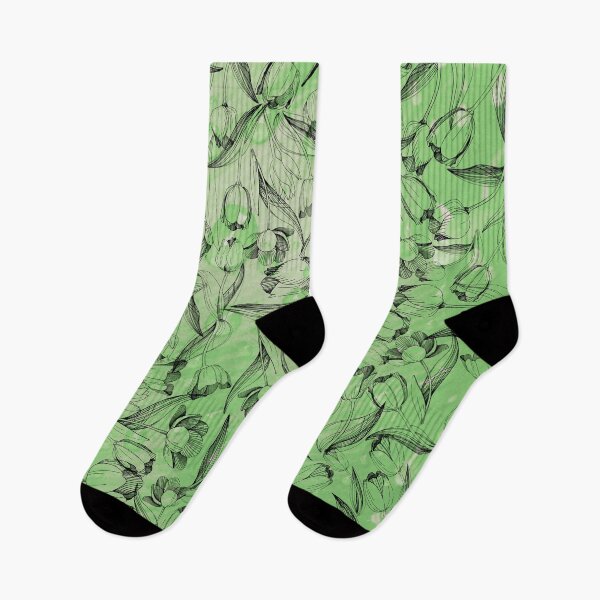 Item preview, Tulips flowers line art lime green water droplets designed and sold by TheSeasonalYard.