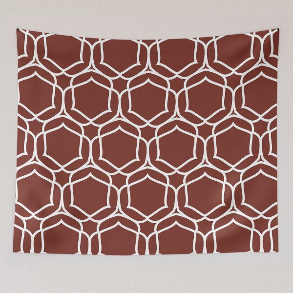 Item preview, Red and White Overlapping Shape Tile Pattern 2 Coordinates w/ Farrow and Ball Incarnadine No.248 2022 Popular Color - Colour - Trending Hue designed and sold by ColorOfTheYears.