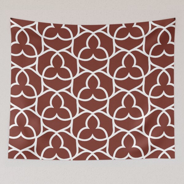 Item preview, Red and White Ornamental Shape Pattern 2 Coordinates w/ Farrow and Ball Incarnadine No.248 2022 Popular Color - Colour - Trending Hue designed and sold by ColorOfTheYears.