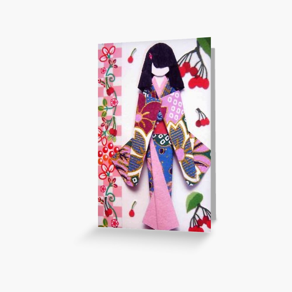 Distill angreb menu Beautiful Japanese paper doll in kimono" Greeting Card for Sale by  JoAnnValencia | Redbubble
