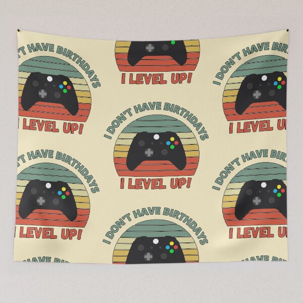 Item preview, I don't have birthdays. I level up! Retro Sunset Design designed and sold by Meek-Anime.