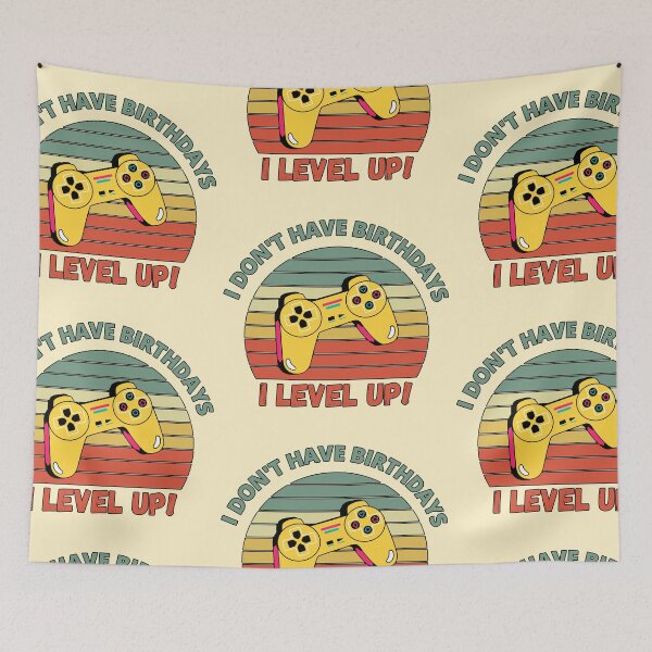 Item preview, I don't have birthdays. I level up!  Yellow Controller Retro Sunset Design designed and sold by Meek-Anime.