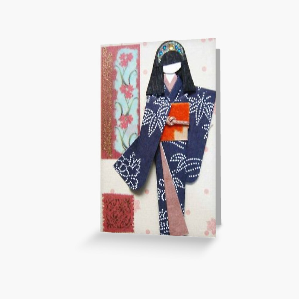 bekymring Literacy Møntvask Japanese origami doll casual kimono" Greeting Card for Sale by  JoAnnValencia | Redbubble