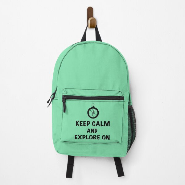 Item preview, Keep Calm and Explore On - black with mint green background designed and sold by EcoElsa.