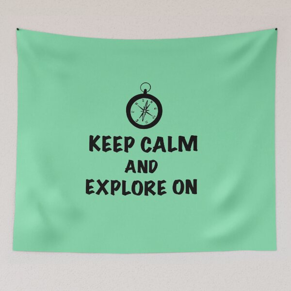 Item preview, Keep Calm and Explore On - black with mint green background designed and sold by EcoElsa.