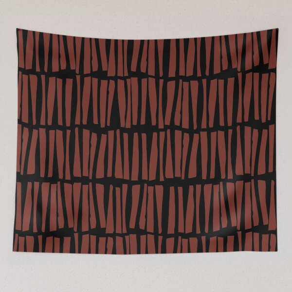 Item preview, Red and Black Vertical Dash Stripe Line Pattern Coordinates w/ Farrow and Ball Incarnadine No.248 2022 Popular Color - Colour - Trending Hue designed and sold by ColorOfTheYears.