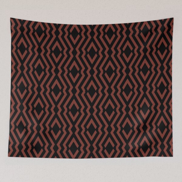 Item preview, Red and Black Diamond Zig Zag Ripple Pattern Coordinates w/ Farrow and Ball Incarnadine No.248 2022 Popular Color - Colour - Trending Hue designed and sold by ColorOfTheYears.