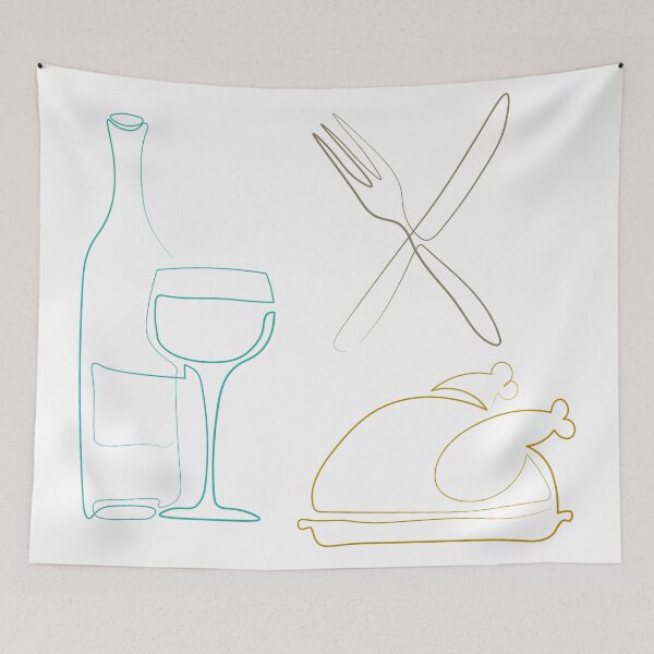 Item preview, Wine bottle wine glass and turkey chicken still life designed and sold by CutieBlue.