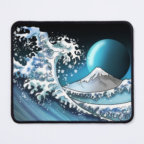 Item preview, The Great Wave off Kanagawa with a big blue moon designed and sold by CuisineCat.