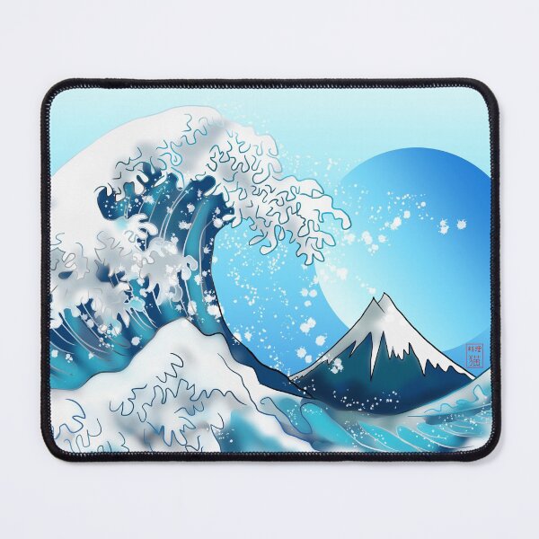 Item preview, The Great Wave off Kanagawa with a blue moon designed and sold by CuisineCat.