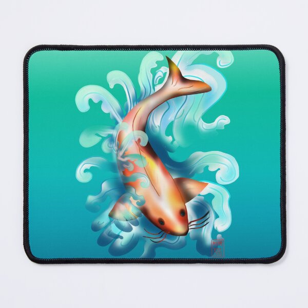 Artikelvorschau, Koi carp with aqua waves entworfen und verkauft von CuisineCat.