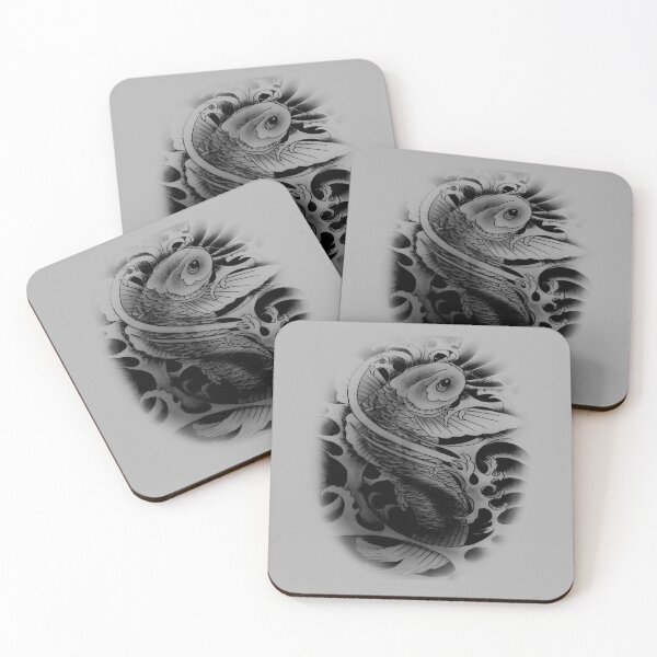 Item preview, Black and grey Koi fish tattoo designed and sold by attracdionz.