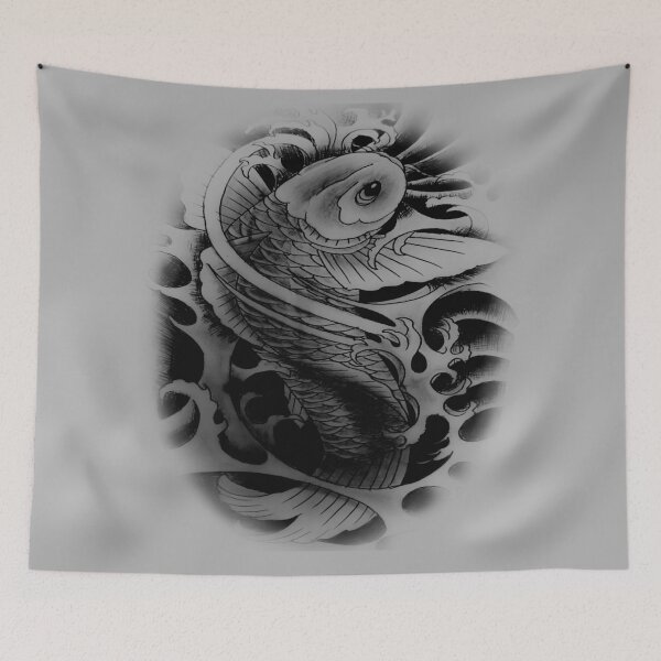 Item preview, Black and grey Koi fish tattoo designed and sold by attracdionz.