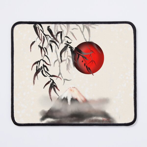 Item preview, Sumi-e mount fuji and a red rising sun designed and sold by CuisineCat.