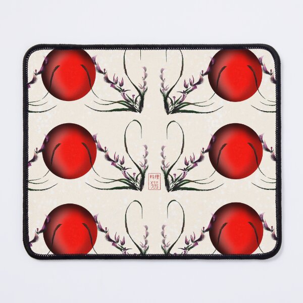 Item preview, Sumi-e watercolor style pattern of orchids and a rising sun designed and sold by CuisineCat.