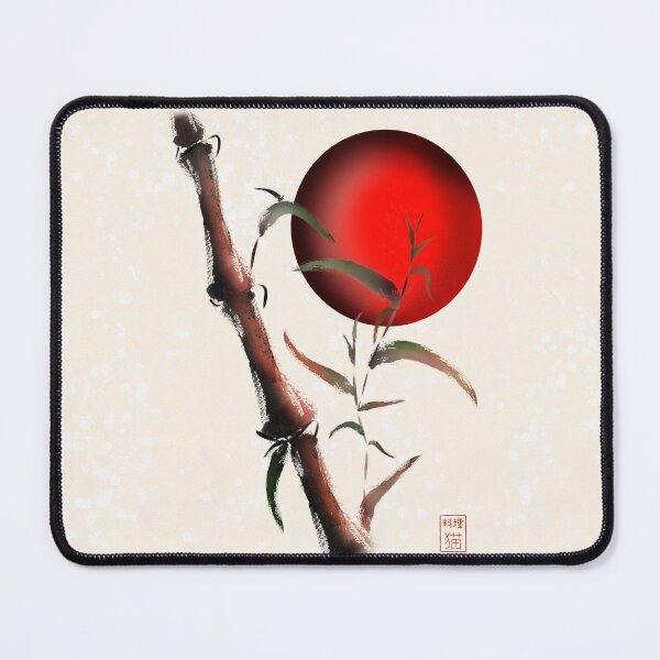 Item preview, Sumi-e bamboo with a red rising sun designed and sold by CuisineCat.