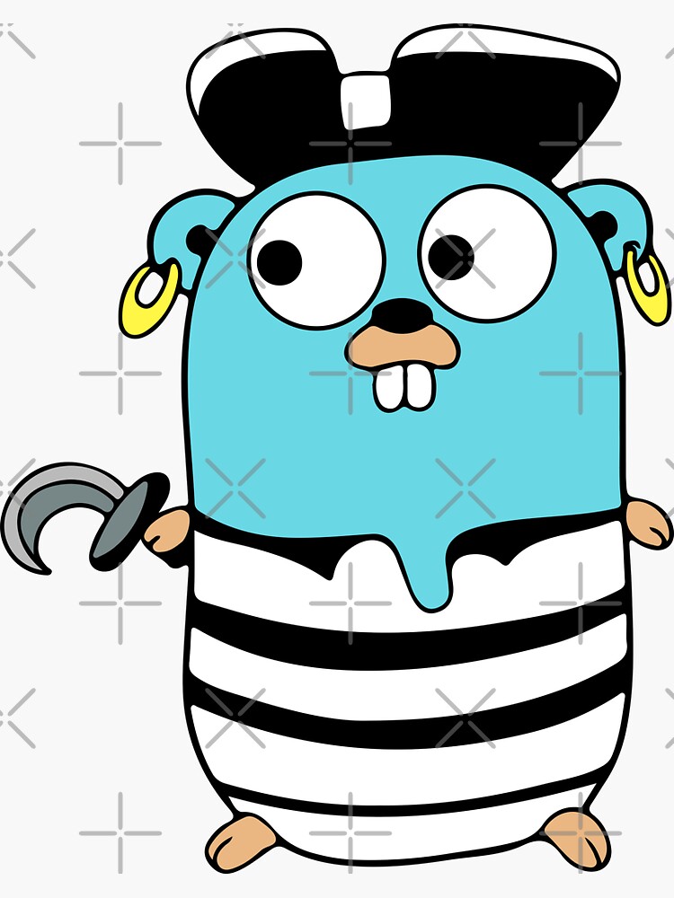"Golang Gopher Go Pirate" Sticker for Sale by THEMADBRUSH | Redbubble