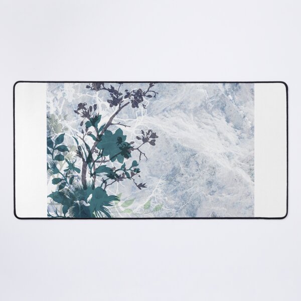 Item preview, Textured blue floral silhouette-Seco hielo designed and sold by From my Soul.