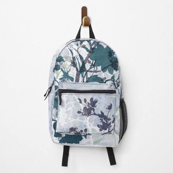 Item preview, Textured blue floral silhouette-Seco hielo designed and sold by From my Soul.