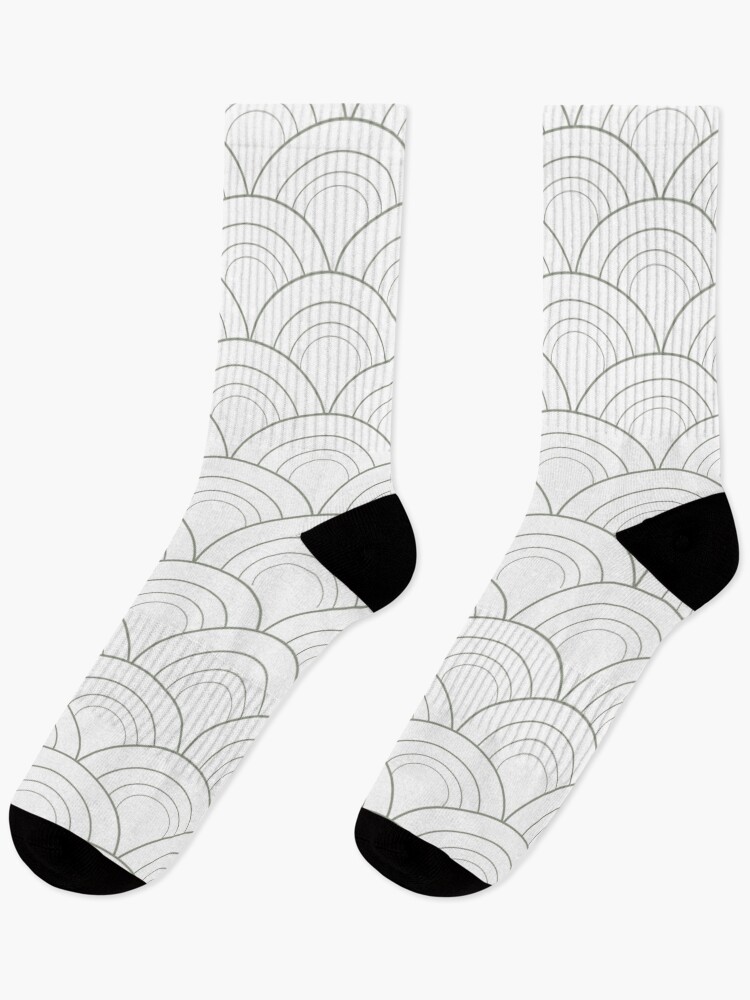 Thumbnail 1 von 5, Socken, Green and White Simple Scallop Curve Pattern Coordinates w/ Dutch Boy 2022 Color of the Year Cypress Garden 424-4DB - Colour - Trending Hue designt und verkauft von ColorOfTheYears.