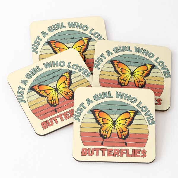 Item preview, Just A Girl Who Loves Orange Butterflies Retro Sunset designed and sold by Meek-Anime.