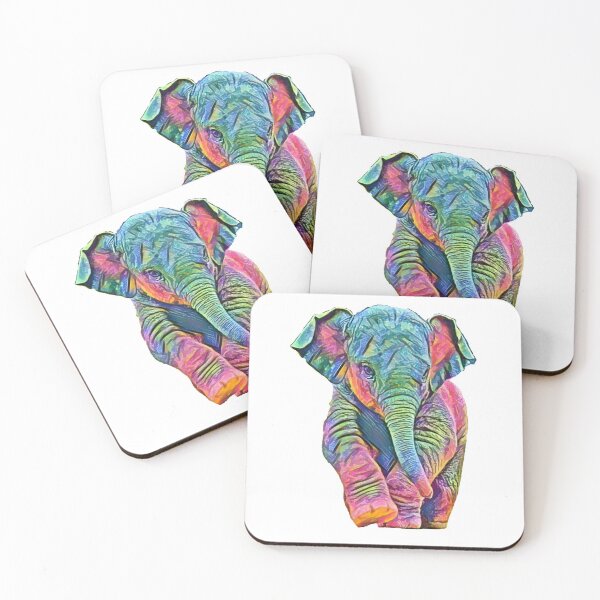 Artikelvorschau, Baby rosa und blauer abstrakter Elefant entworfen und verkauft von JustClickPrint.
