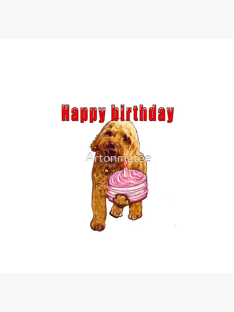 "Happy birthday greetings 2022 - Cavapoo puppy dog With birthday cake ...