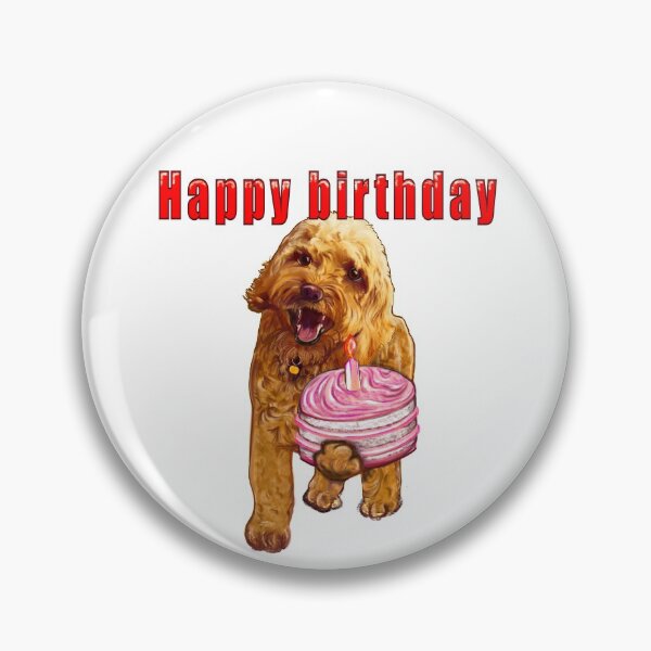 Item preview, Happy birthday greetings - Cavapoo puppy dog With birthday cake and cavalie King Charles spaniel cavapoo designed and sold by Artonmytee.