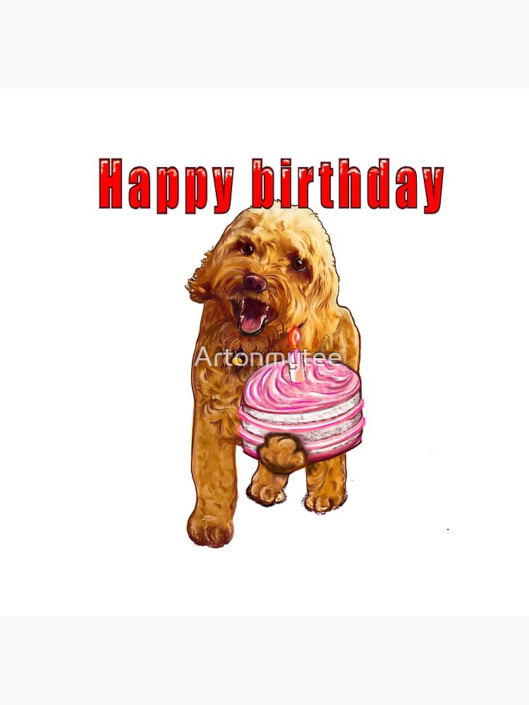 "Happy birthday greetings 2022 - Cavapoo puppy dog With birthday cake ...