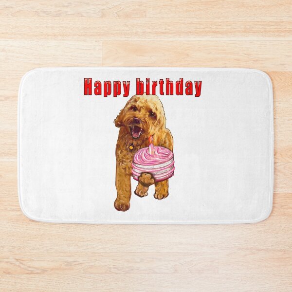 Item preview, Happy birthday greetings - Cavapoo puppy dog With birthday cake and cavalie King Charles spaniel cavapoo designed and sold by Artonmytee.