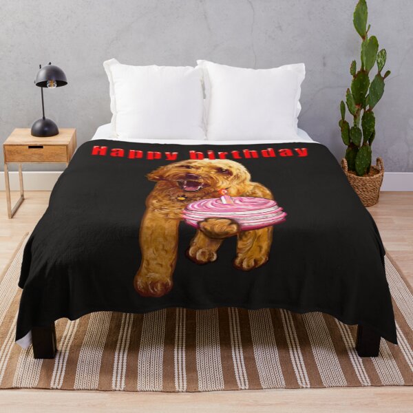 Item preview, Happy birthday greetings - Cavapoo puppy dog With birthday cake and cavalie King Charles spaniel cavapoo designed and sold by Artonmytee.