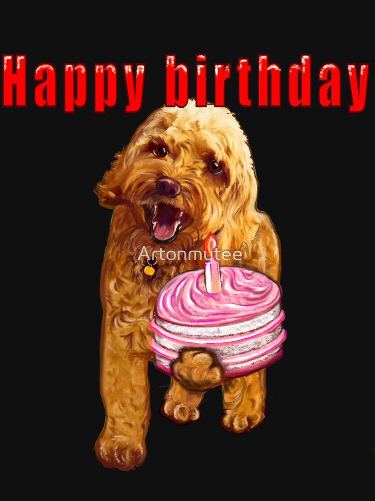 "Happy birthday greetings 2022 - Cavapoo puppy dog With birthday cake ...