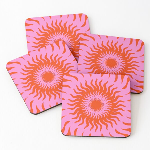 Item preview, Retro Sun Pink and Orange Abstract Sunrays Trippy Pattern designed and sold by trajeado14.