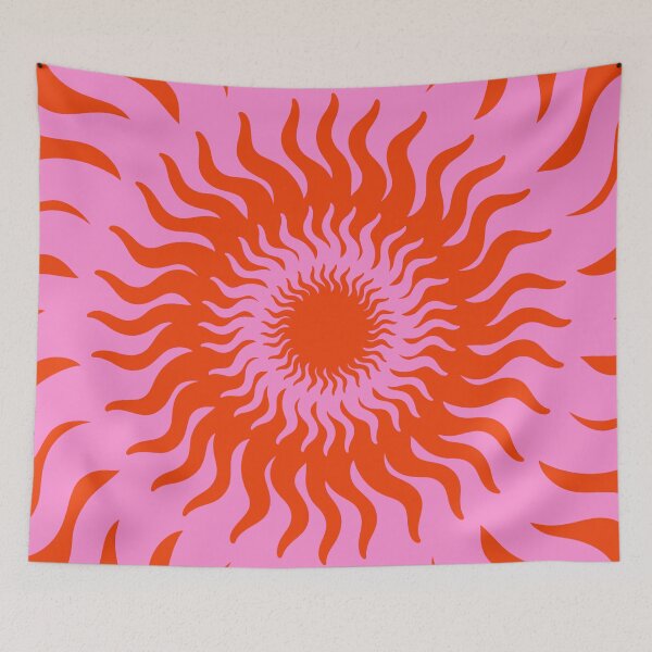 Item preview, Retro Sun Pink and Orange Abstract Sunrays Trippy Pattern designed and sold by trajeado14.