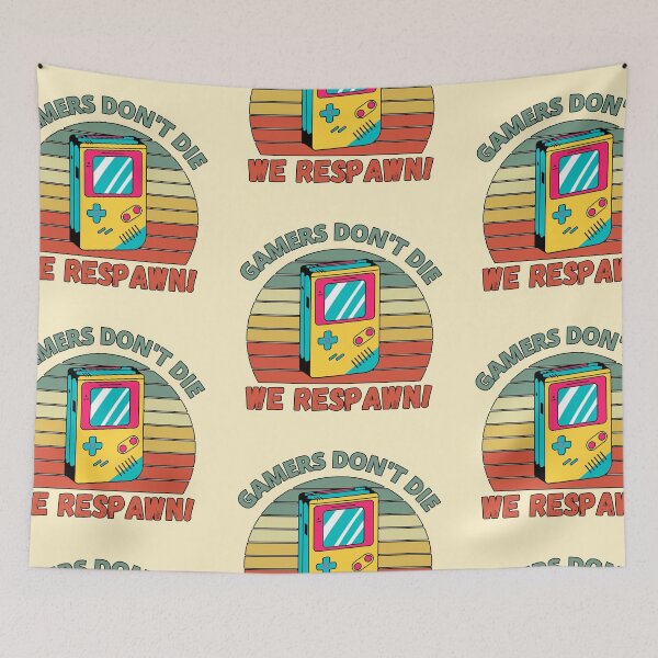 Item preview, Gamers Don't Die, We Respawn! Retro Handheld Console Vintage Sunset designed and sold by Meek-Anime.