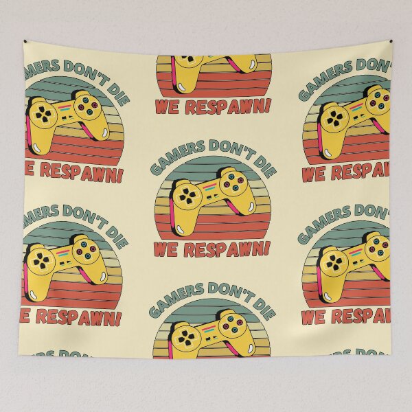 Item preview, Gamers Don't Die, We Respawn! Retro Controller Vintage Sunset designed and sold by Meek-Anime.