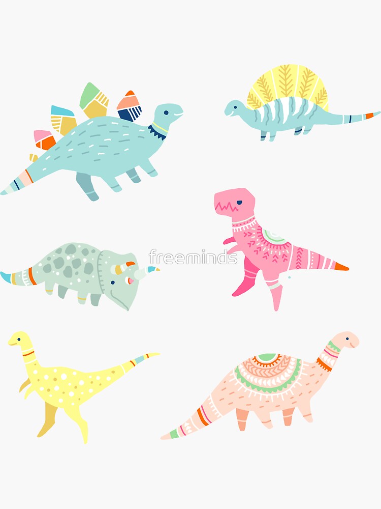 Thumbnail 3 of 3, Sticker, Dinosaur Pattern designed and sold by freeminds.