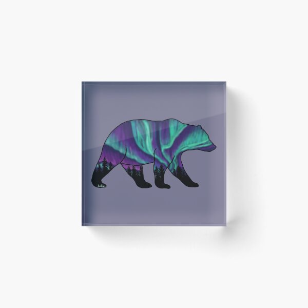Item preview, Brown Bear Silhouette - Northern Lights - Storm Gray designed and sold by EcoElsa.