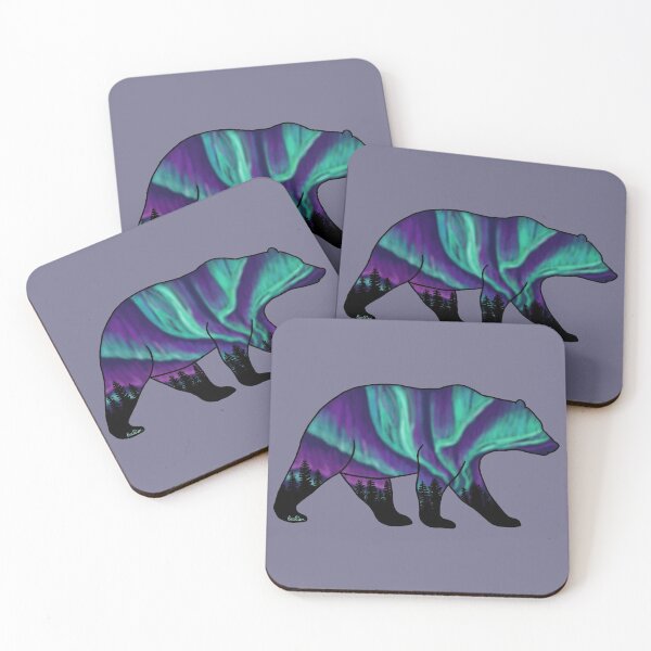 Item preview, Brown Bear Silhouette - Northern Lights - Storm Gray designed and sold by EcoElsa.